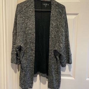 LOFT Charcoal Open-Front Cardigan